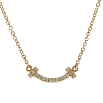 TIFFANY & Co. T smile mini necklace 18k gold K18 pink diamond ladies