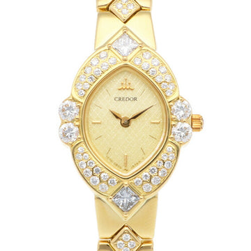 SEIKOCredor  Watch 18K Gold 1E70-5A70 Quartz Ladies CREDOR  Diamond Bezel