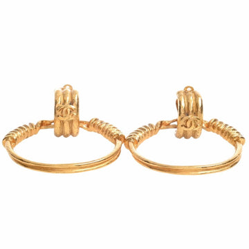 Chanel Cocomark Hoop Earrings Gold Ladies