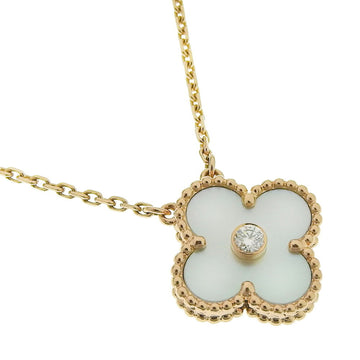 VAN CLEEF & ARPELS Vintage Alhambra K18 Pink Gold x Diamond Mother of Pearl Women's Necklace S