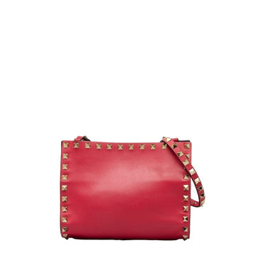 VALENTINO Rockstud Shoulder Bag Pink Leather Women's