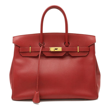HERMES Birkin 35 Handbag Couchevel Leather Rouge Vif Red ○Z stamp