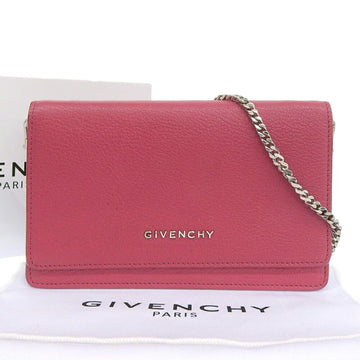 GIVENCHY chain long wallet leather wine red