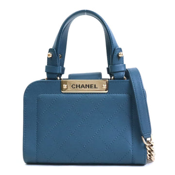 CHANEL Handbag Diagonal Shoulder Bag Matelasse Leather/Metal Dark Blue/Gold Women's