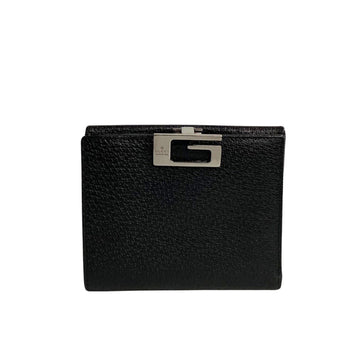 GUCCI G Hardware Leather Bifold Wallet Compact Black 31027