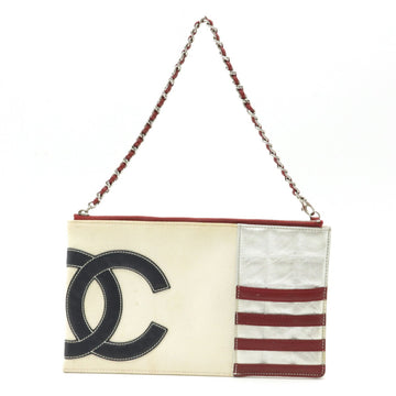 Chanel No.5 here mark chain strap canvas leather ivory silver red navy