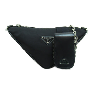 PRADA Shoulder bag with triangle chain Black Renylon 1BH190VN2MRDLNF0002