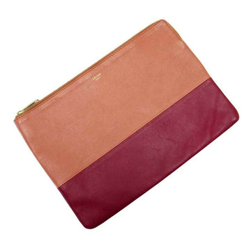 Celine Clutch Bag Multi-Case Pouch Brown Gold Bordeaux Leather