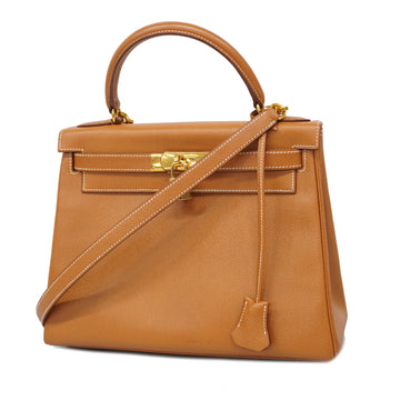 Hermes Kelly 2way Bag Kelly 28 ??? Y Stamp Women's Courchevel Leather Handbag,Shoulder Bag Gold