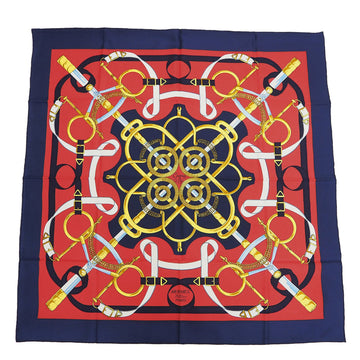 HERMES Silk Scarf Navy,Red Color