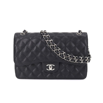 Chanel matelasse 30 chain shoulder bag caviar skin leather black A58600 silver metal fittings Matelasse Bag