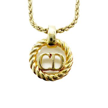 CHRISTIAN DIOR CD Necklace GP Gold Plated Women's 38~42cm