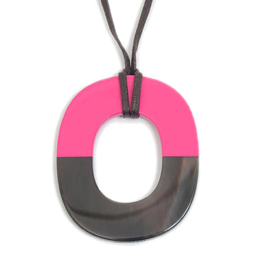 Hermes Necklace Ims Buffalo Horn Brown/Pink