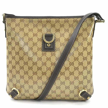 GUCCI Crossbody Shoulder Bag GG Crystal PVC/Leather Brown Gold Unisex 268642