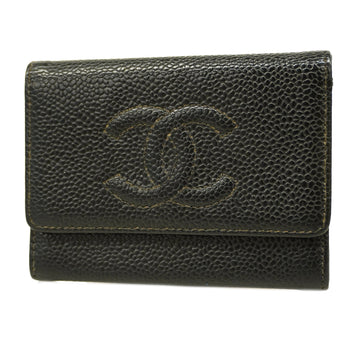 CHANELAuth  Business Card Holder Gold Metal Fittings Caviar Leather Business