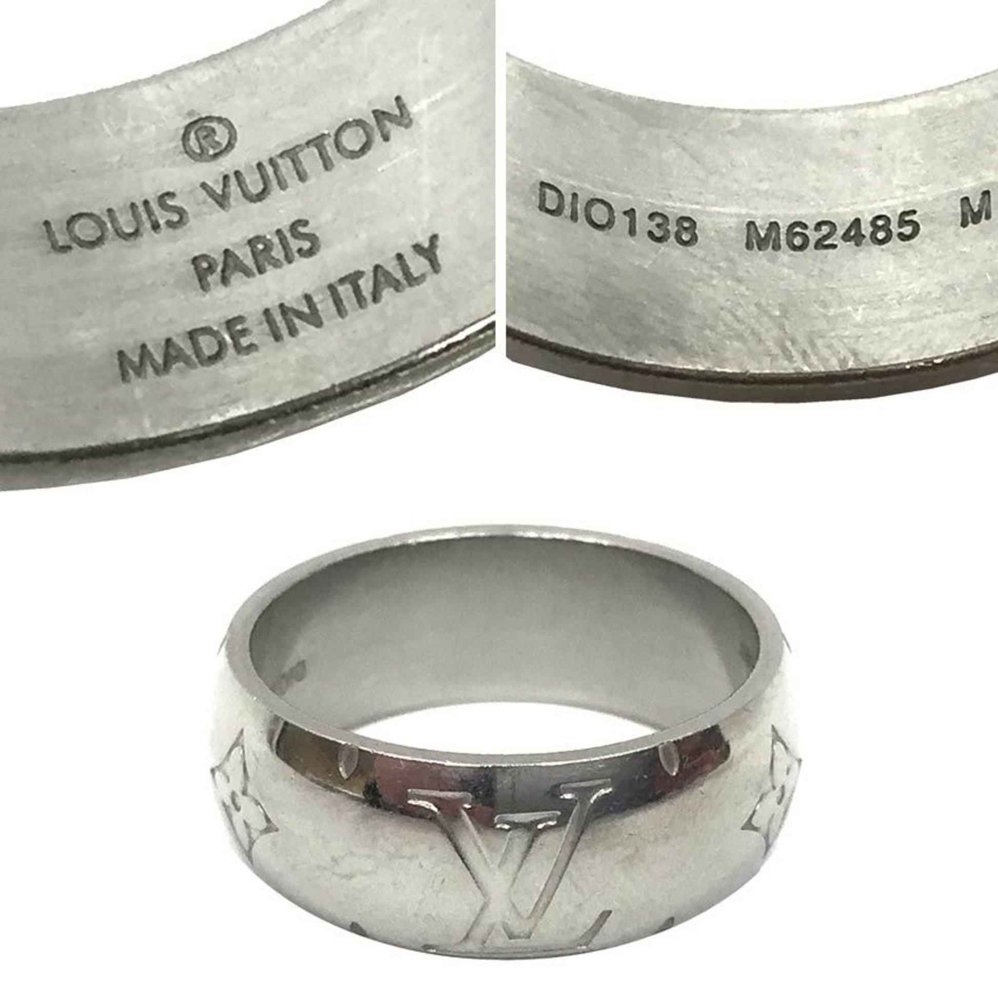 Louis Vuitton ring monogram M62485 size M No. 19 pendant top men's sil