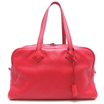 HERMES Victoria 2 35 Q stamp [made in 2013] Women's shoulder bag Taurillon Clemence Rouge Ash