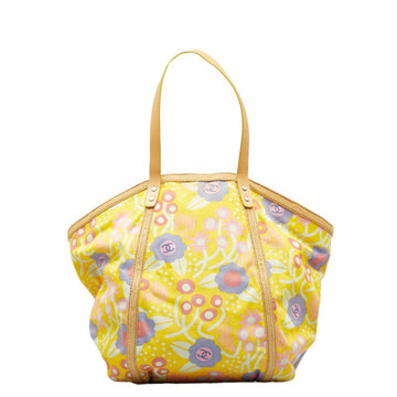 CHANEL Flower Tote Bag Multicolor Canvas Leather Women's