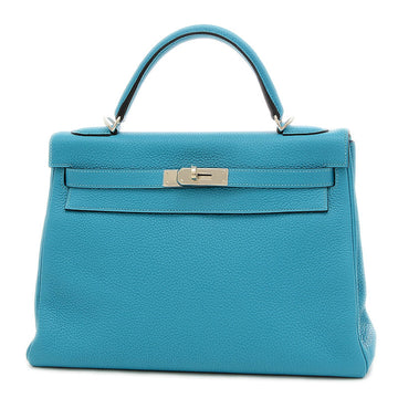 Hermes Kelly 32 Inner stitch Taurillon Clemence Turquoise  R engraved handbag