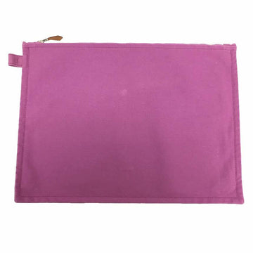 HERMES Bora Pouch GM Flat Clutch Bag Cotton Canvas Purple