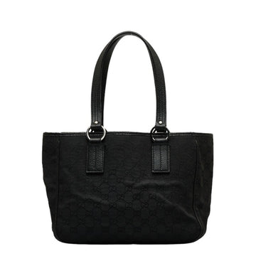 GUCCI GG canvas handbag tote bag 113019 black leather ladies