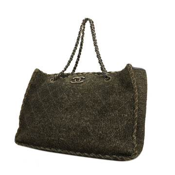 Chanel Wild Stitch Women's Wool Tote Bag Gray