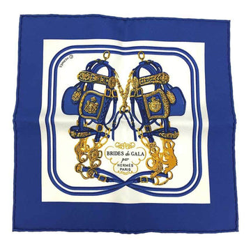 HERMES CARRE NANO 20CM BRIDES DE GALA Ceremonial bridle Carre Nano 20 mini scarf muffler BLEU VIF/BLANC blue x white 2020 100% silk