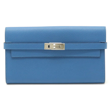 Hermes Kelly bi-fold wallet Vo Epsom leather Blue Izmir R stamp