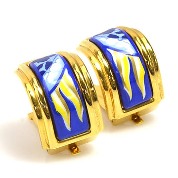 HERMES Earrings Cloisonne Metal/Enamel Gold/Blue/Yellow Women's e55987f