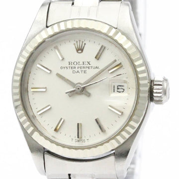 ROLEXVintage  Oyster Perpetual Date 6917 White Gold Steel Ladies Watch BF557365