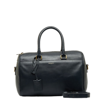 SAINT LAURENT Classic Duffle 6 Handbag Shoulder Bag 322049 Navy Leather Women's