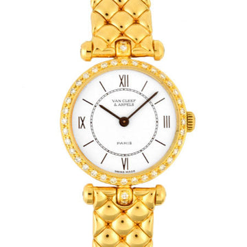 Van Cleef & Arpels Classic La Collection Diamond Bezel K18 Yellow Gold Ladies Watch Quartz White Dial 18901 B1