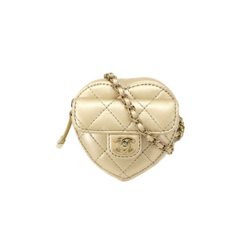 Chanel matelasse heart chain coin case purse leather gold AP2783 Matelasse Coin Case