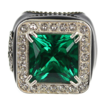 GUCCI ring 538037-J7422 notation size 9 silver 925 rhinestone crystal green black