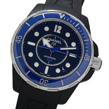 Chanel Watch Men's J12 Marine Diver Date Automatic AT Stainless SS Ceramic Rubber H2561 Black Blue