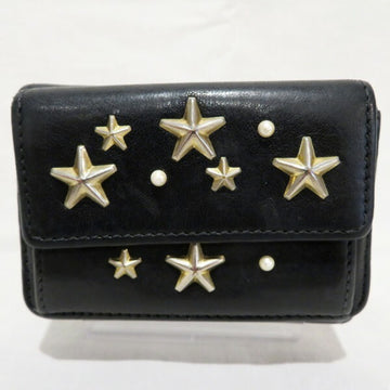 JIMMY CHOO Star Studded Leather Compact Trifold Wallet Women's