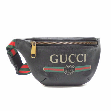Gucci Waist Bag Small Belt Ladies Black Leather 527792 Pouch Print
