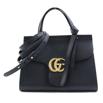 GUCCI Handbag Crossbody Shoulder Bag GG Marmont Leather Black Gold Ladies 442622