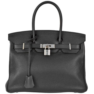 HERMES Birkin 30 Noir Togo M engraved black handbag tote bag