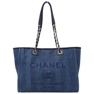 Chanel bag Deauville ladies tote chain shoulder nylon blue