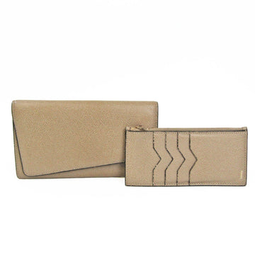VALEXTRA Men,Women Leather Long Wallet [bi-fold] Gray Beige