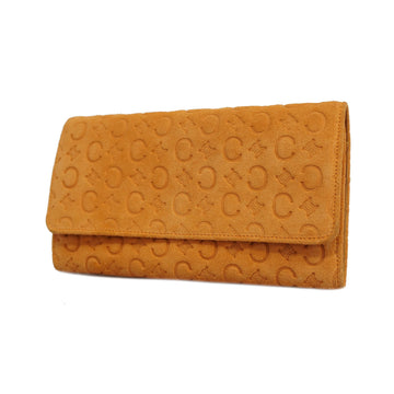 CELINEAuth  C Macadam Gold Hardware Women's Suede Long Wallet [bi-fold] Orange