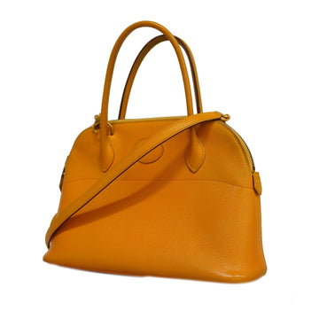 Hermes 2way Bag Bolide 27 X Engraved Women's Lisse Leather Jaune