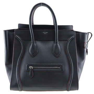 CELINE Luggage Mini Shopper Tote Bag Calf Made in Italy Black/Red Handbag A4 Zipper mini shopper Ladies