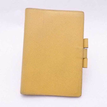 HERMES notebook cover leather yellow unisex