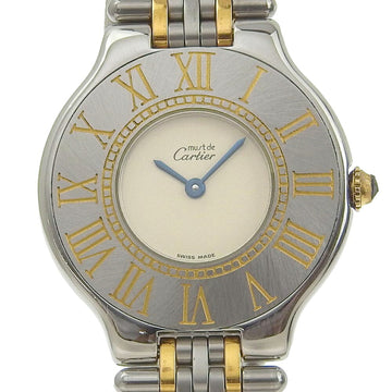 CARTIER Must21 Watch Vantien LM W10050F4 Stainless Steel x YG Swiss Made Silver/Gold Quartz Analog Display Ivory Dial Ladies