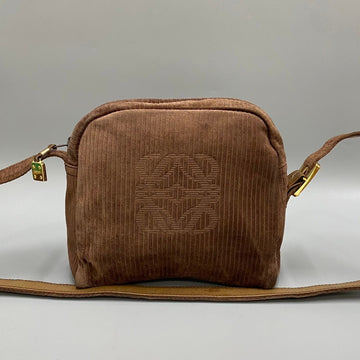LOEWE Anagram Logo Corduroy Leather Genuine Mini Shoulder Bag Pochette Sacoche Brown 22574