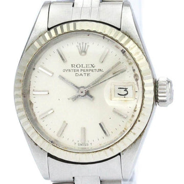 ROLEXVintage  Oyster Perpetual Date 6917 White Gold Steel Ladies Watch BF561688