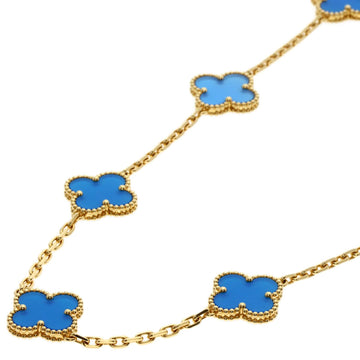 VAN CLEEF & ARPELS Alhambra 10P Blue Agate Necklace K18 Yellow Gold Ladies