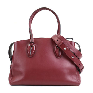 TOD'S Handbag Shoulder Bag Leather Red x Brown Ladies